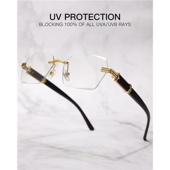 Rimless Rectangle Sunglasses A10 Pack Clear + Red + Grey - Picture 4 of 5